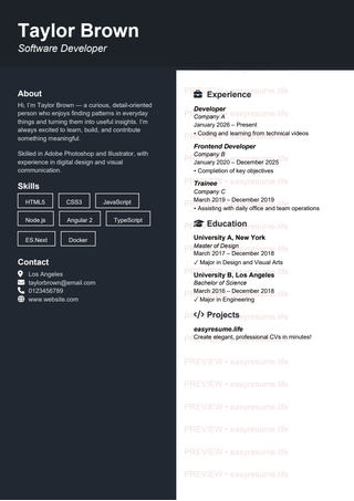 Charcoal Executive resume template preview