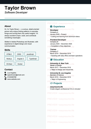 Dark Ledger Professional resume template preview