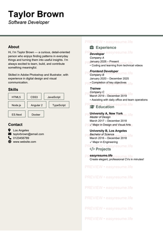 Certificate Clean resume template preview