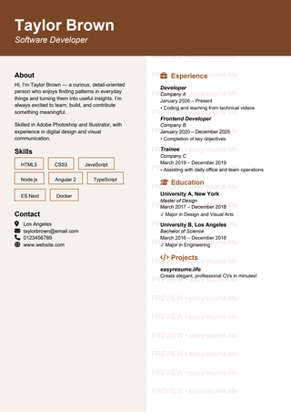 Copper Executive resume template preview