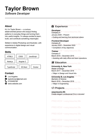 Dense ATS Clean resume template preview