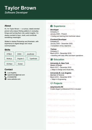 Linux Inspired Strict resume template preview