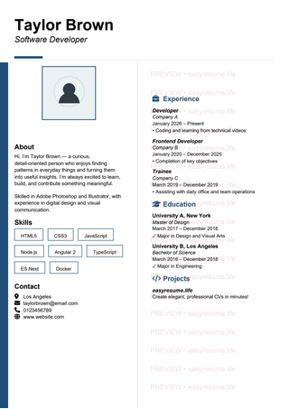 Compact ID Style resume template preview